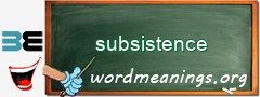 WordMeaning blackboard for subsistence